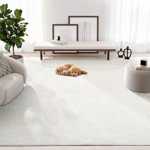 Abani Zen 8' x 10' Cream Rug  Neutral Layered Wavy Borders Pattern, Large Soft Area Rug for Living Room & Bedroom, Durable & Easy to Clean