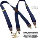 Hold-Up Casual Series Suspenders for Men with X-Back No-Slip Clips | Traditional X-back style delivers classic comfort and dependable suspender support.