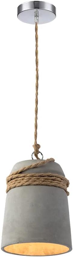 Concrete Pendant Lamp, Modern Hemp Rope Hanging Light, Cute Cement Pendant Lamp for Farmhouse Kitchen Island (B)