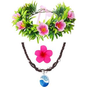 ODESABO Princess Costume Accessories Set for Women, Flowers Crown Headband Flower Clips Necklace Dress Up Accessories