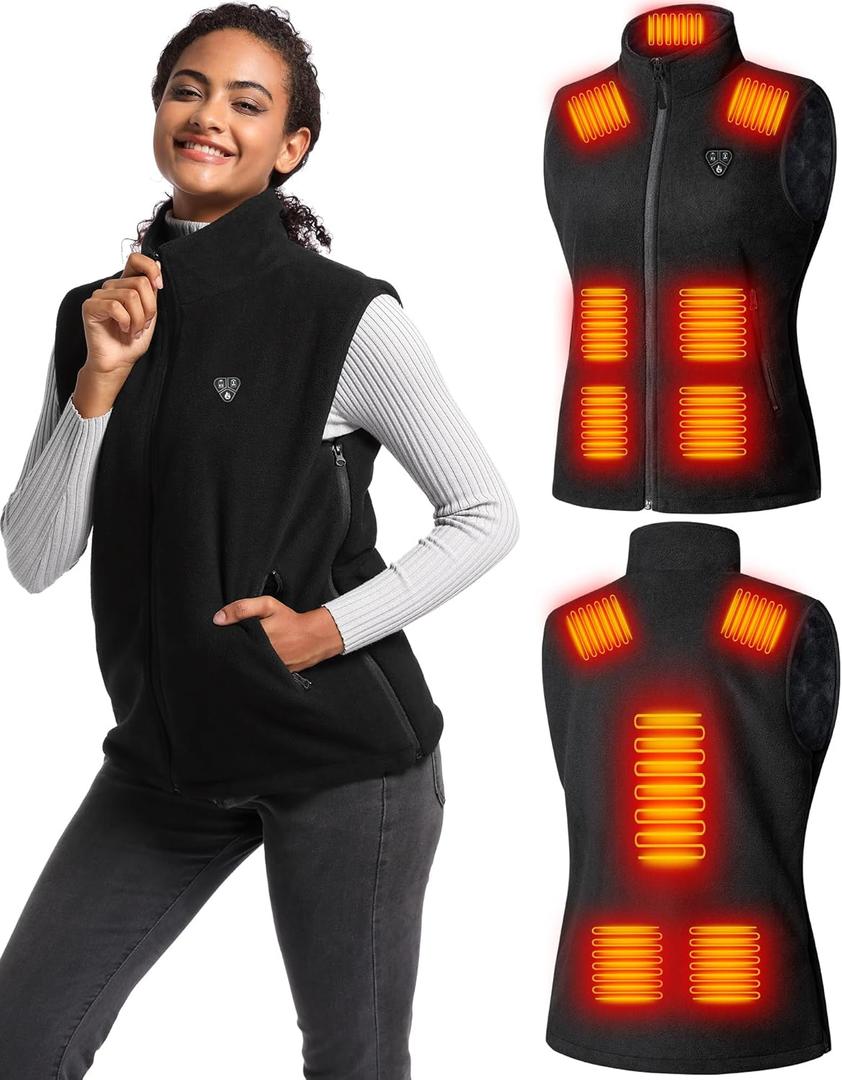 Heated Vest for Women with Battery Pack Included, Polar Fleece Midweight Warming Electric Womens Heating Vest jacket (X-Large-XX-Large, Black)