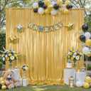 10x10ft Gold Backdrop Curtain for Parties Glitter Sequin Backdrop Wrinkle Free Polyester Drapes Shimmer Back Drop for Wedding Birthday Baby Shower Photo Photography Shiny Background 2 Panels 5x10ft
