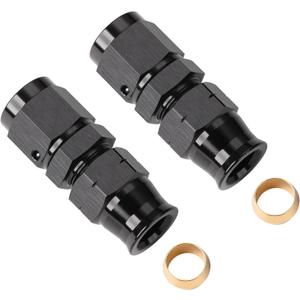 6AN Female Flare to 1/2" Hardline Compression Fitting Adapter Straight Aluminum Black 2PCS