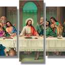 LSIUHWUWI 5 Piece Last Supper Wall Art for Living Room Wall Decor Prints Canvas Poster Christ Religious Painting with Frame Modern Artwork Jesus Christian Pictures Bedroom Decoration Ready to Hang, 40X20inch