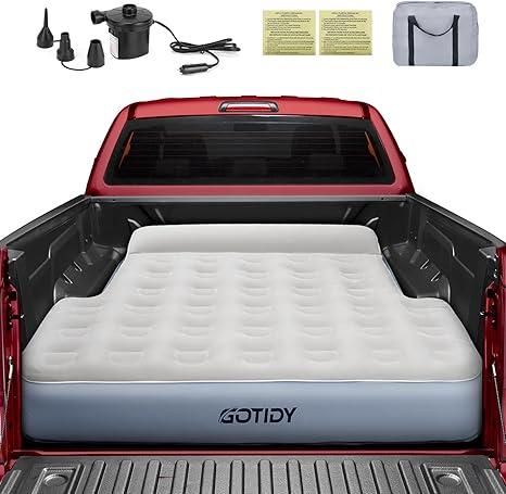 Short Truck Bed Mattress for 5-5.5ft, Truck Bed Air Mattress for Tacoma Honda Ridgeline Jeep Gladiator JT 5ft, Wired Air Pump, Oversized Carry Bag, Integrated Pillow, Ideal for Tacoma Camping