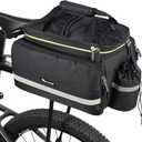 West Biking Rear Pannier Bag - 35L Large Capacity Waterproof Multi-Function Bicycle Rack Carrier, Detachable Tail Seat Trunk Bag With Handbag Shoulder Strap for Storage (Black)