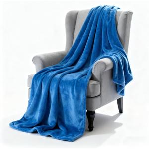 SNZ Luxury Flannel Throw Blanket for Couch 40x60 Inches - Ultra Soft Fleece Blankets & Throws for Bed, Camping, Office - All Season Cozy Plush Blanket for Adults, Men, Kids (Blue)