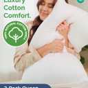 100% Cotton Bed Pillows - Queen Size Set of 2 - Super Soft, Breathable, Down Alternative Polyester for Back & Stomach Sleepers - Low Density, Low Loft Support & Machine Washable - 20" x 40" (White)