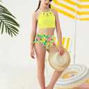 Girls Swimsuit 2 Piece Bathing Suit Tankini Adjustable Straps Cut Out Swimwear Size 9-16Y
