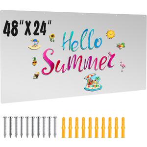Ireer 24 x 48 Magnetic Board Steel Magnet Bulletin Boards for Walls Wet Erase Stainless Steel Board for Kitchen Office Classroom Displaying Letters Numbers Notes Photos