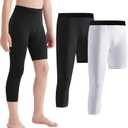 2 Pack Compression Pants Boys Youth Leggings One Leg Compression Tights for Basketball Sports Athletic Base Layer