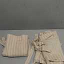 Jinchan Tie Top Linen Kitchen Curtains 36 Inches Striped Tier Curtains Farmhouse Modern Cafe Style Small Window Treatments Airy Light Filtering Rod Pocket for Living Room Bathroom 2 Panels Beige