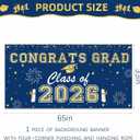 2 x Graduation Decorations 2026 Navy Blue and Gold Balloon Boxes, Class of 2026 GRAD Letters, Balloon Garland Kit, Congrats Grad Banner Photo Backdrop for High School & College Party Supplies