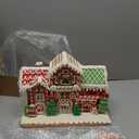 SunArtHome 14 Inch Gingerbread House Decoration, Battery-Operated Light-Up Two Floor Gingerbread House, Classic Gingerbread Christmas Village Figurines, Handmade Decorations (Style 3)
