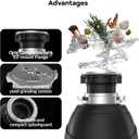 GarveeTech Garbage Disposal 3/4 HP, Continuous Feed Food Waste Disposer with Air Switch & Flange Seal, Stainless Steel Garbage Disposer, Compact Food Waste Grinder for Kitchen Sink, Black