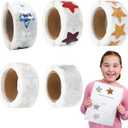 2500PCS Gold Star Stickers, Self-Adhesive Silver Laser Star Stickers, Suitable for Behavior Charts, Student Planners, School Classroom Student Teacher Supplies, Suitable for DIY Crafts