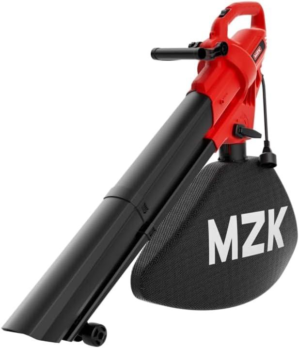 MZK 3 in 1 Electric Leaf Blower Corded, Leaf Vacuum and Leaf Mulcher, 460 CFM, 167 MPH Airflow, Corded Blowers with 40L Leaf Collection Bag for Yard, Garden (Red)