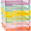 gisgfim 6 Pack Plastic Turn in Paper Trays for Classroom Pastel Storage Bin Basket Organizers for School Teacher Supplies Classroom Office Home Organization Storage Tray Holds 4A Paper File Document