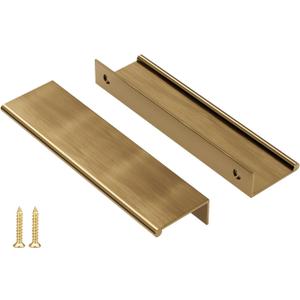 Peaha 10 Pack Kitchen Cabinet Handles 5 inch Champagne Bronze Pulls for Dresser Drawers Door Edge Finger Pull Hardware (Hole Centers:5-1/16in(128mm))