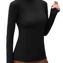 UNTYHOTS Women Mock Turtleneck Long Sleeve T Shirt Tight Tops Tee (Black, XX-Large)