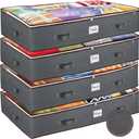 Under Bed Storage Bins - Pack Of 4 Under The Bed Storage Containers For Clothes, Blankets, Winter Clothing, & Shoes - Underbed Storage Containers With Handles, Dual Zippers, & Clear Top (Gray)