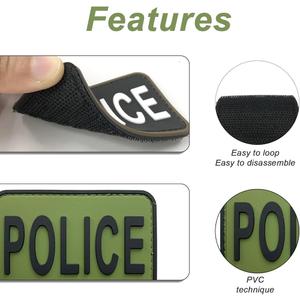uuKen 3Pcs PVC Police Patch with Hook Fastener Back OD Green for Hats Caps Vests Clothing Bags Backpacks (3 Pack, 1Pcs 4" x 1.4", 1Pcs 6" x 2", and 1Pcs 8.5" x 3")
