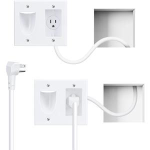 in Wall Cable Management Kit,TV Cord Hider for Wall Mounted TV with Triple Outlet,6.5FT Power Cable and 6.2FT Extension Cable,20A TV Wire Hider for Wall (12.70 ft)