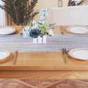 6pcs Blue Pearl Table Runner 120 Inch Long Boho Rustic Tulle Lace Table Runner for Baby Bridal Shower Wedding Arch for Spring Summer Pearl Table Cloth Decor