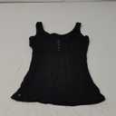 Womens- Sleeveless Snap Button Placket Scoop Neck Rib Knit Tank Top, M