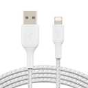 Belkin BoostCharge Braided Lightning Cable - 6.6ft/2M - MFi Certified Apple iPhone Charger USB to Lightning Cable 6ft - iPhone Cable - iPhone Charger Cable - Apple Charger - USB Phone Charger - White
