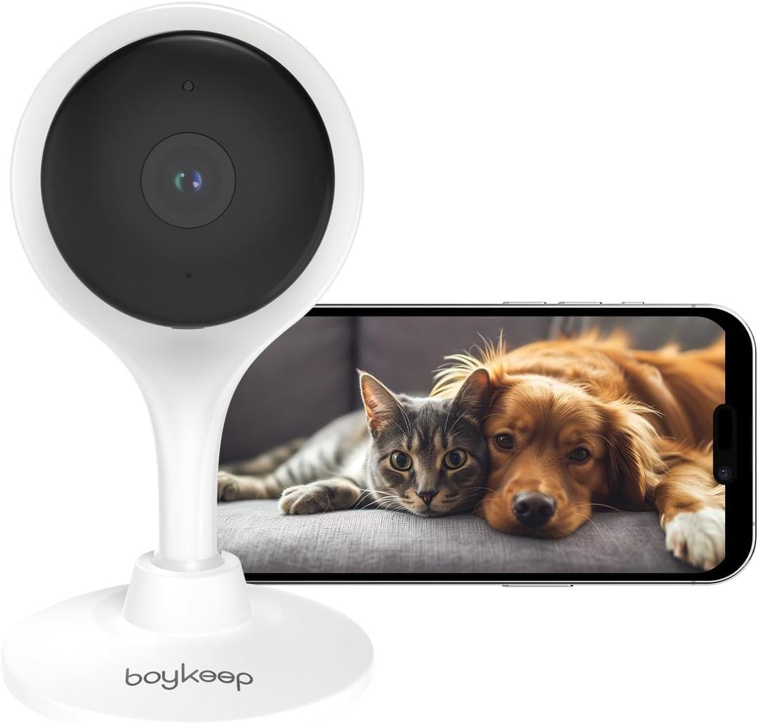 BoyKeep Pet Camera 2K, 5G/2.4GHz Cameras for Home Security, Pet Camera Indoor with Phone app, 2-Way Audio, Night Vision, Motion Detection, Cloud & SD Card Storage (white-1)