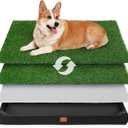 LOOBANI Dog Grass Pad with Tray, Lightweight Oxford Cloth Tray for Potty Training, 19 * 24 in