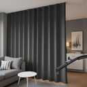 hoeflife Room Divider Blackout Curtains & Ceiling Curtain Track Set Wall Mount Extra Wide Track Curtains Flexible Sliding Curtain Rod Room Separation Privacy（W 180 x H 84 in Black Drape & Black Rail）
