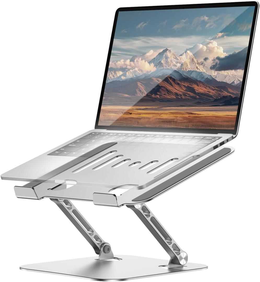 Laptop Stand for Desk Adjustable Computer Stand Foldable Laptop Riser Notebook Holder Adjustable Height for MacBook PC Computer Notebook Office Desk Accessories 10-17 Inch (Silver)