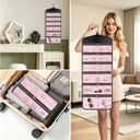 CHICECO Hanging Jewelry Organizer With Zippered Pockets,40 Pockets Travel Jewelry Organizer Storage for Cloest,Wall,Door (Pink)