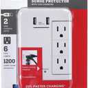 Prime PBRUSB346S 6-Outlet Wall Tap with 1,200-Joule Surge Protection and Dual USB Charger
