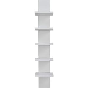 Danya B 5 Tier Wall Shelf Unit Narrow - Vertical Column Ladder Shelf, Floating Storage, Home Decor Organizer, Tall Tower Design, Utility Shelving, Bedroom, Living Room (White) (30H x 6L x 5.1W)