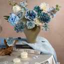 Artificial Blue Flowers Combo Box Set Baby Blue Rose Flowers Bulk Mix Dusty Blue Dahila Peonies Fake Silk Light Blue Flower Bouquets for Wedding Bridal Shower Table Centerpieces Home Party Decor