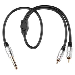 1/4" TRS to 2RCA Cable,6.35mm Male to Dual RCA Female Y Splitter Audio Adapter Cable,6.35mm Stereo Jack to 2 RCA Stereo Audio Cable for Amplifiers,Speakers 1.64 Ft (6.35MM M to 2Rca M)
