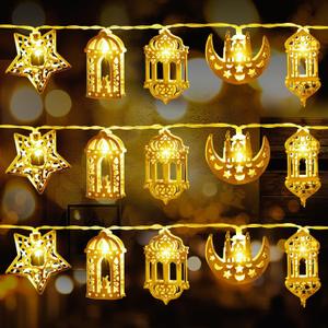 Fussion Ramadan String Lights Decorations 10.3 Feet, 20 LED Battery Operated Eid LED Moon and Star Light, Ramadan Mubarak Lantern for Bedroom, Indoor, Tree, Home Decor