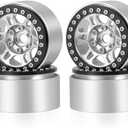QUPA AM STORE 1.9 Beadlock Wheels Rims 4pcs for 1/10 Axial SCX10 III AXI03007 AXI03003 AXI03006 RC Car (Silver and Black)