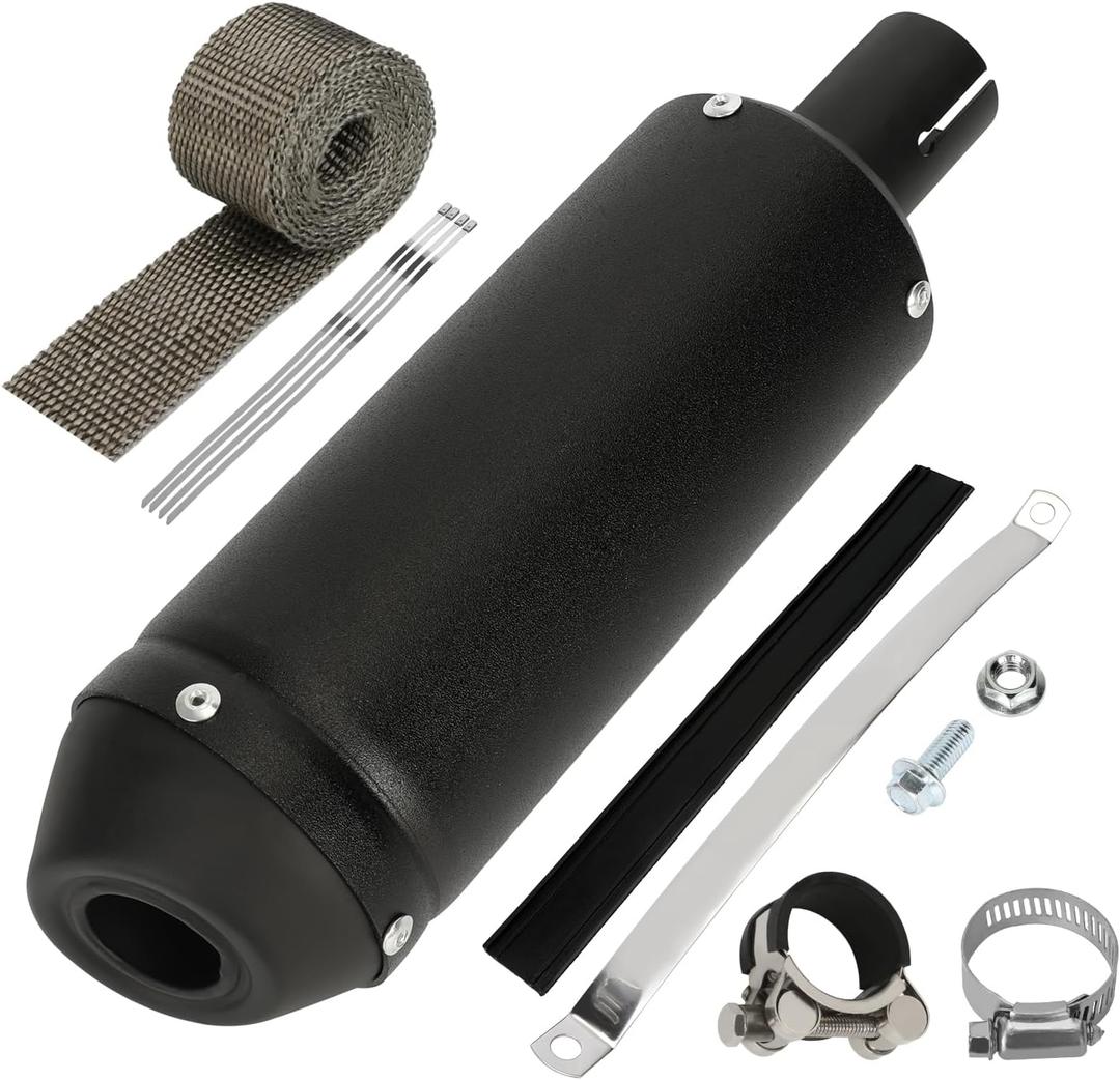 1.1'' 28mm Exhaust Muffler Pipe Kit Compatible with 125cc 110cc 90cc 50cc Dirt Bike CRF50 SSR Tao tao Coolster Apollo, Universal Motorcycle Slip on Muffler for ATV Mini Bike Quad 4 Wheeler (Black)