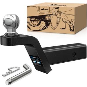 Nilight Fusion Trailer Hitch Mount w/Welded 2 Inch Trailer Ball & Hitch Pin, Fits 2 Inch Receiver, 7500 lbs 2" Rise