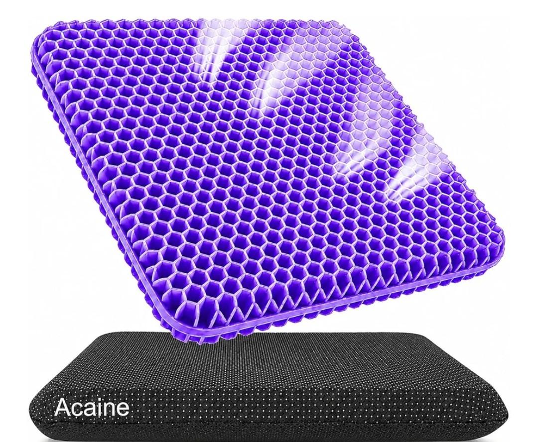 Extra Thick Large Pure Gel Seat Cushion for Long Sitting, Breathable Comfort Cushion for Back, Sciatica, Tailbone & Hip Pain Relief, Washable Portable Cushion for Office Chair, Car, Wheelchair