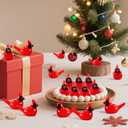 2 x 80Pcs Mini Resin Red Cardinal Bird Figurines Tiny Cardinal Figurine Christmas Ornaments for Gift Xmas Miniature Garden Crafts Cake Topper Home Decor Tree Ornaments