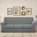 U-NICE HOME 4 Pieces Stretch Couch Cover Sofa Cover Washable Sofa Slipcover with Individual Seat Cushion for 3 Cushion Couch Sofa Pet Friendly(Sofa, Grey)