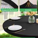 KeyWave Round Fitted Table Covers - 32-36 Inch Spandex Water-Resistant Tablecloth with Elastic, 4 Pack Circle Table Cloths for Kitchen Dining Room, Black