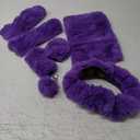 Frienda 10 Pcs Fluffy Car Steering Wheel Covers Handbrake and Gear Shift Cover Seat Belt Shoulder Pads Diamond Mat Ignition Ring Ball Key Chain Armrest Box Mat Car Accessories Set(Purple)