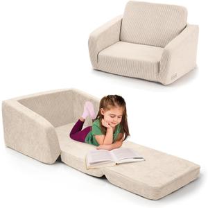 ZICOTO Sturdy Toddler Chair and Couch - The Perfect Kids Sofa for Girls and Boys - Ideal Fold Out Sofa Chairs to Give Your Kids a Safe and Fun Place to Sit (Beige)
