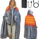 12V Heated Blankets Battery Operated,Cordless Heating Blanket Wearable Shawl,Portable Electric Wrap Poncho Blanket Hoodie,15000mah Sherpa Heated Throw Blanket 3 Heat sets for Car,Indoor,Camping,Picnic